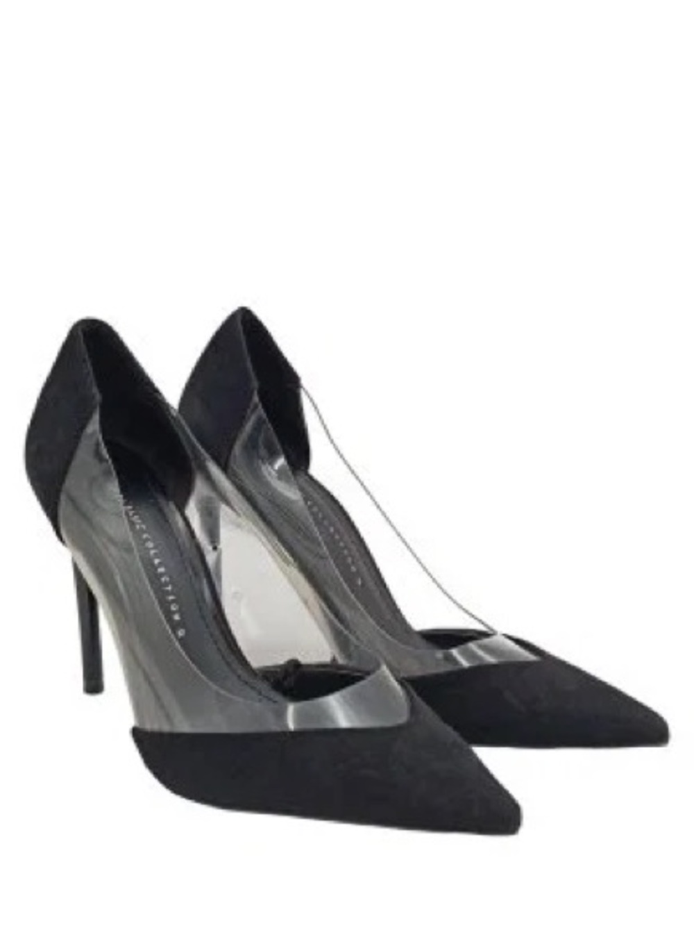 Zara Black Pointed-Toe PVC Panel Stiletto Heels